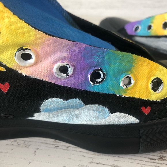 CONVERSE Hand Painted Custom Art to Wear High Top All Stars 9 Rainbow Celestial - Picture 9 of 12